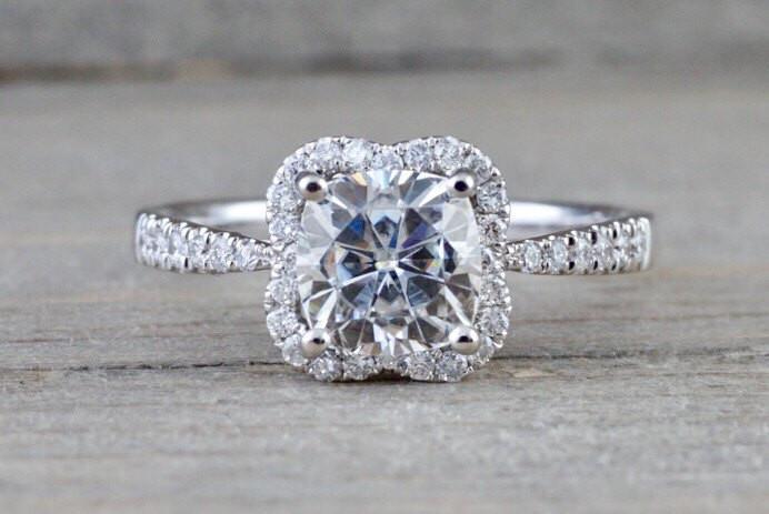 Moissanite ring store with diamond halo