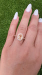 14k Rose Gold Diamond Pink Peach Sapphire Halo Engagement Ring