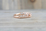 14kt Rose Gold DiamondRing Wide Vintage Antique Art Deco Crown Tiarra Crown Style Design