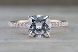 14k Gold Solitaire Cushion Cut Moissanite Diamond Engagement Ring M3073