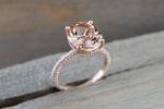 14k Gold Encrusted Under Halo Micro Pave 3 Face Oval Morganite Ring 12x10 ASPER1430030