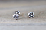 14kt White Gold White Sapphire AAA 5mm 1ct total Earring Studs Post Classic Stud