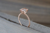 Payment Plan 14k Rose Gold Elongated Cushion Cut Pink Peach Morganite Prong Engagement Promise