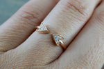 14k Solid Rose Gold Diamond Double Arrow Open Triangle Tri Pyramidmid Fashion Ring Band Love