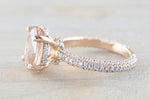 14k Gold Encrusted Under Halo Micro Pave 3 Face Oval Morganite Ring 12x10 ASPER1430030