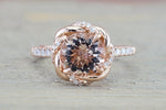 Rope Twist Halo Morganite Diamond Round